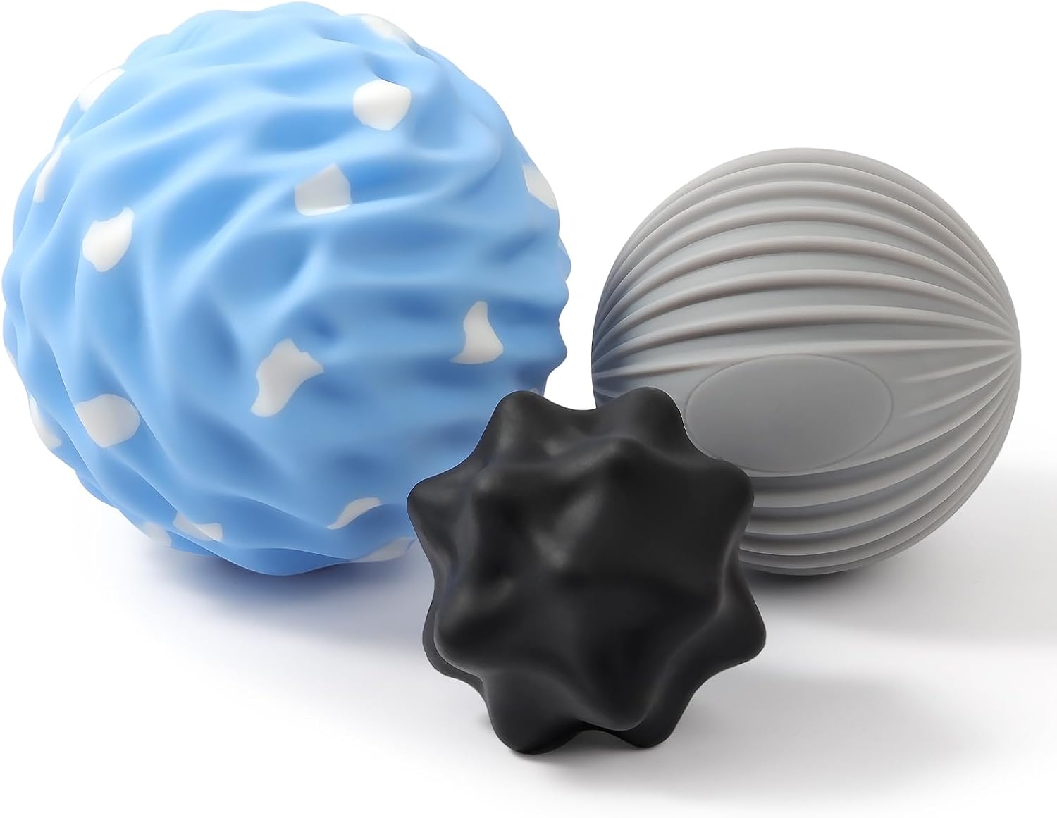 Spiky Massage Ball Set, 3 Pack Spiky Ball, Ribbed Massage Ball & Trigger Point Ball for Deep Tissue Massage and Myofascial Release for Back, Neck, Hip, Shoulder and Foot with Mesh Bag