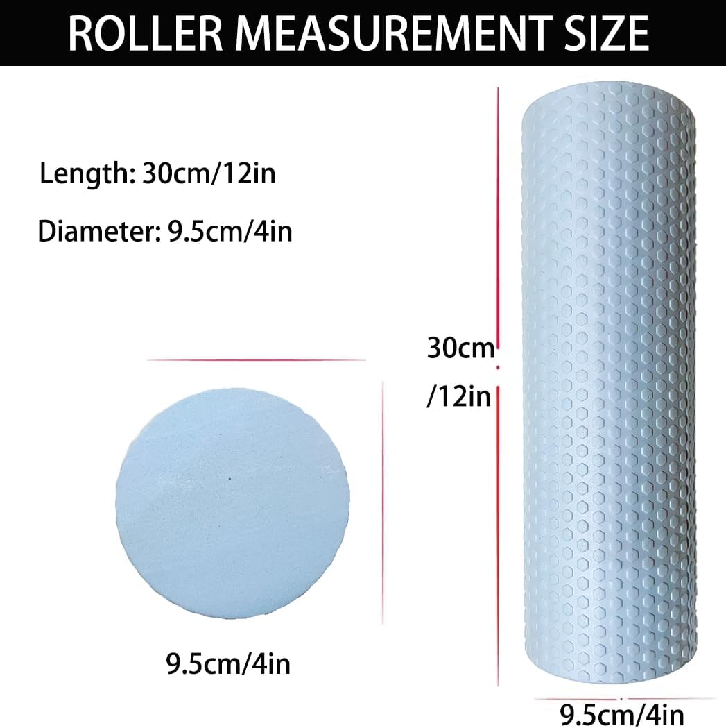 Massage Roller, Recovery Foam Roller, Medium Density Light Blue Trigger Point Massage Roller for Deep Tissue Excercise, Physical Therapy, Muscle Restoration, 12" X 4" Round