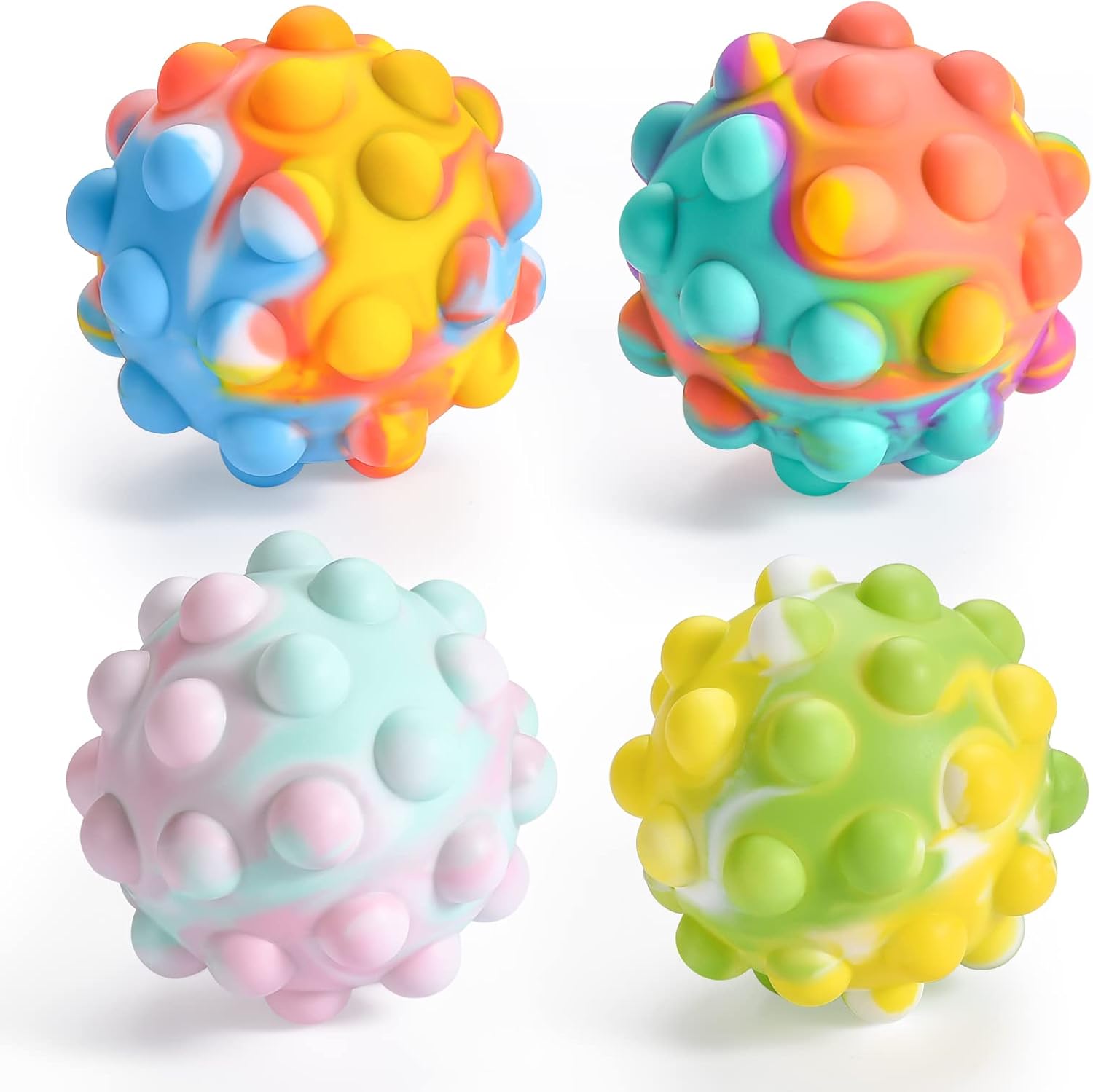 Stress Ball,Easter Basket Stuffers 3D Food-Grade Silicone,Anti-Anxiety Squeeze Sensory Toy for Kids Adults Over 3 Years (4 Pack)