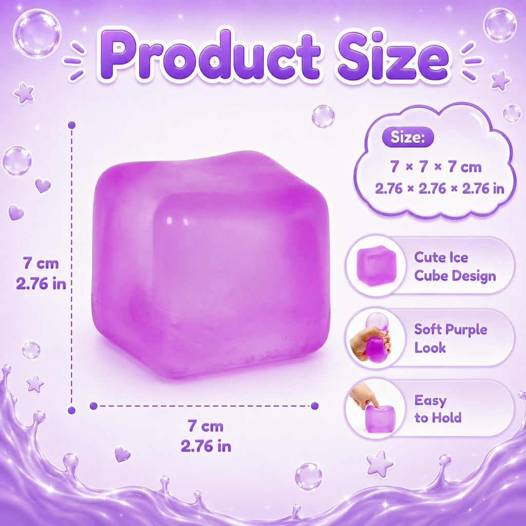 Cube Sensory Toy, 2.75 Inch Soft Fidget Cube for Stress Relief, Tactile Squeeze Desk Toy for Office, School and Home, Kids & Adults (Purple)