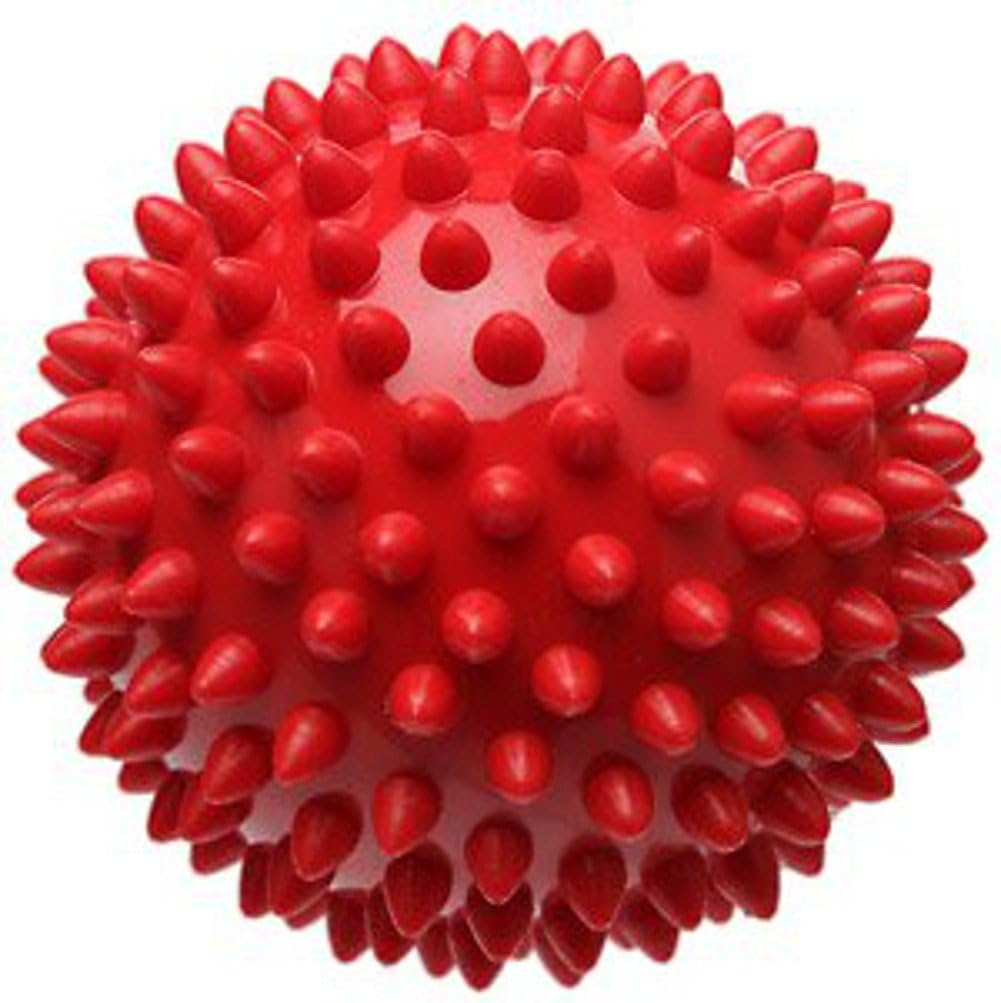 High Density Spiky Massage Ball, Foot Massage Roller, Plantar Fasciitis Relief, Alleviates Arch and Heel Discomfort, Red (2.75 Inch Ball)