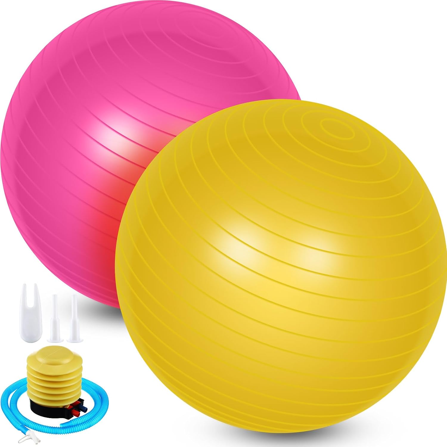 2 Pcs Yoga Ball Exercise Ball Large 26 Inch Exercise Anti Burst Birthing Fitness Ball with Pump, 26 Inches/ 65 cm for Improved Posture, Balance, Yoga, Pilates, Training