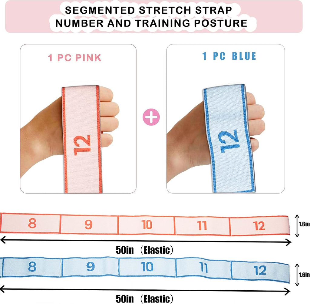 2PCS Stretch Strap for Dance Elastic Band for Gymnastics Stretching Strap Stretching Bands Multi-Loop Adjustable Exercise Bands Stretching Resistance Ballet Bands -12 Loops