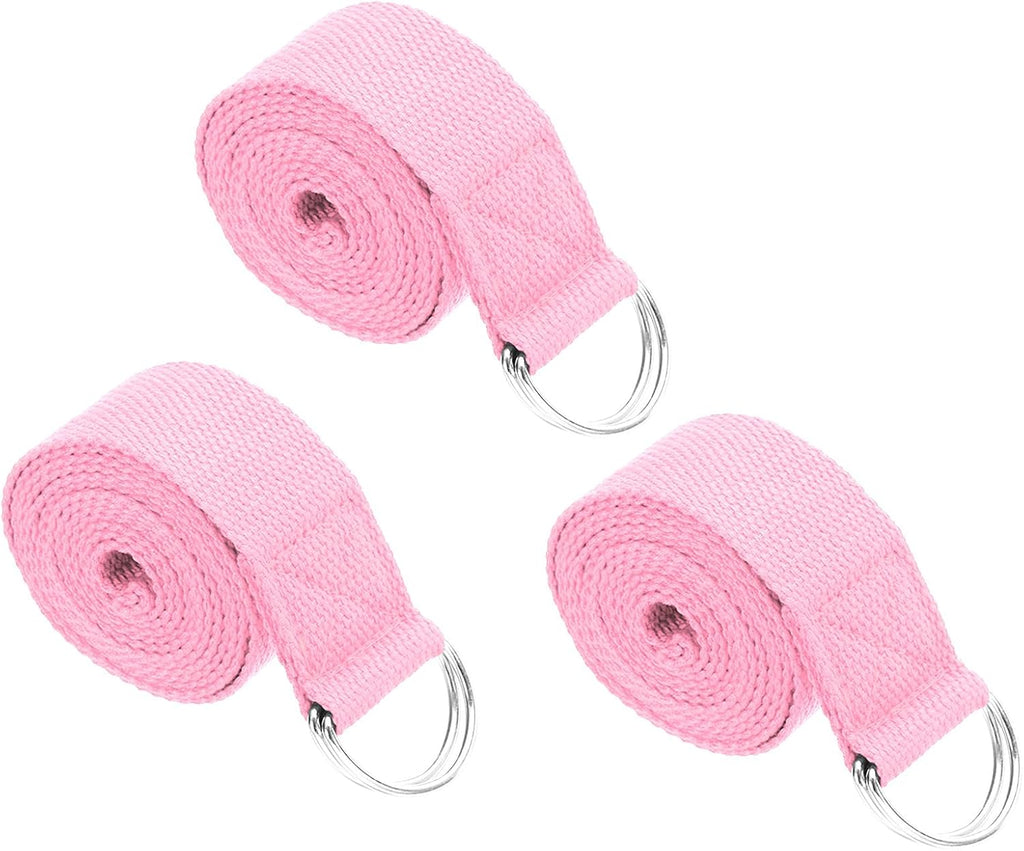 Yoga Strap for Stretching Cotton Yoga Belt with Adjustable Metal D-Ring Buckle Stretch Band for Fitness Pilates