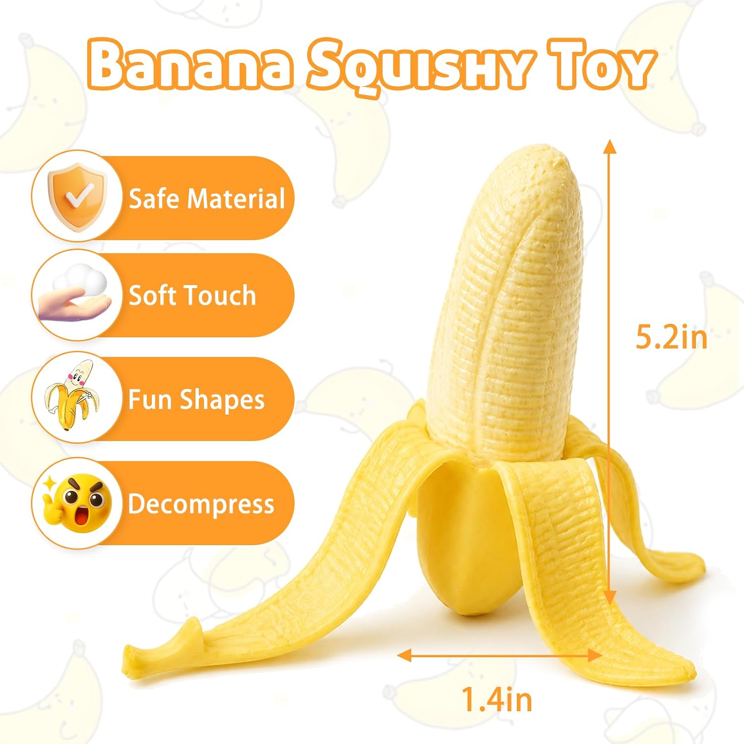 Realistic Banana Squishy Stress Relief Toy Simulated Peeling Banana Squeeze Fidget Toy Slow Rising Silicone Decompression Toy for Anxiety Relief Prank Gifts