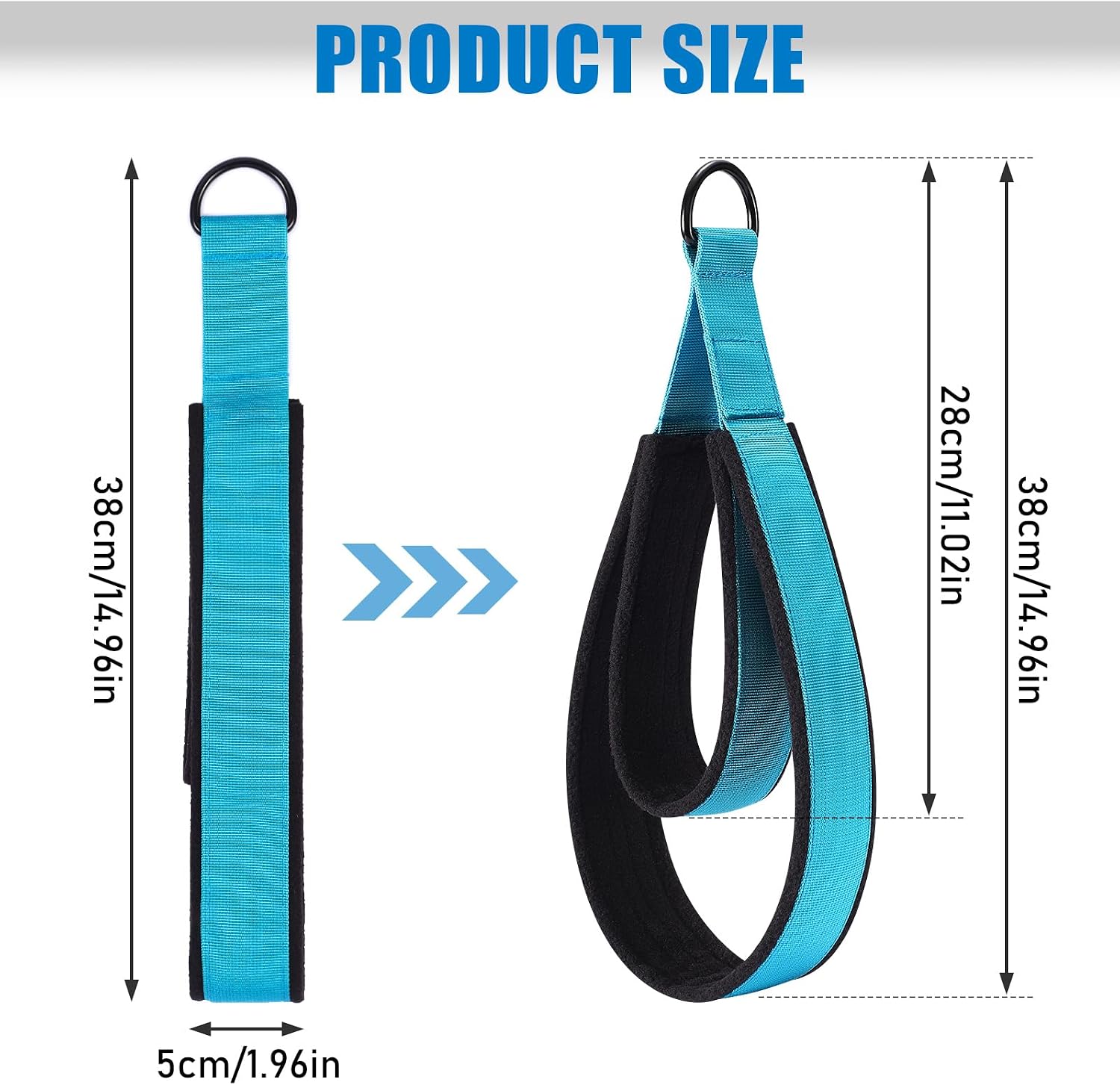 Pilates Straps - Double Loop D-Ring Straps for Reformer, Padded, Home Gym Workout